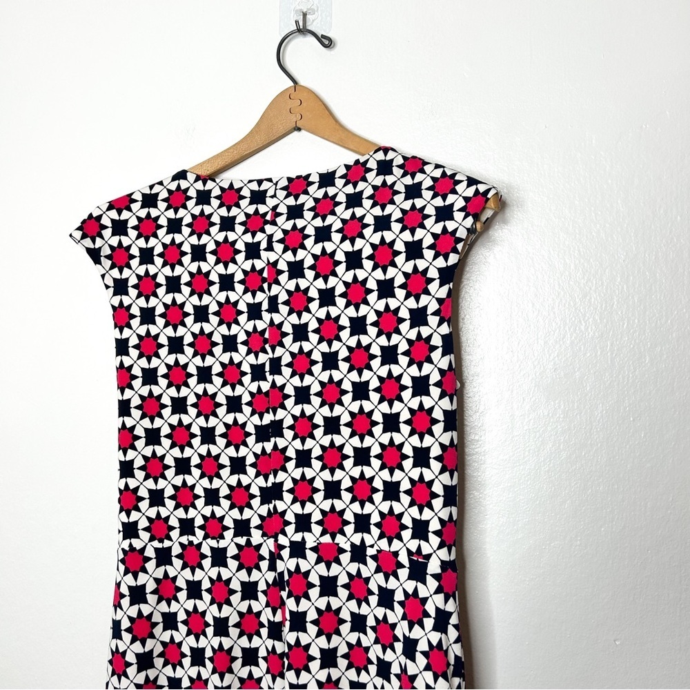 Donna Morgan Colorful Geometric Print Cap Sleeve Business Casual Mini Dress 10 - Picture 6 of 8